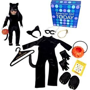 American Girl Kitty Cat Doll Costume Pleasant Company Gloves Slippers Pumpkin